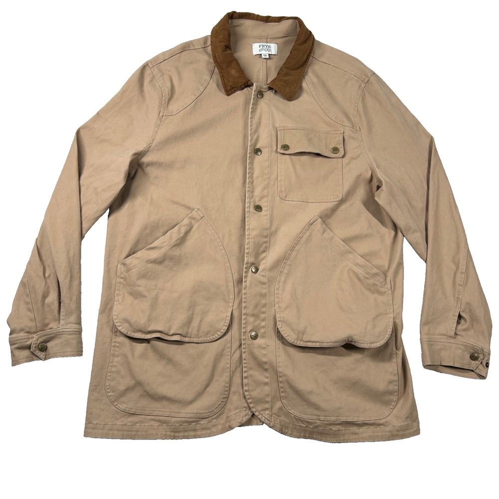 Frye and Co. Jacket Mens 2xl Corduroy Collar Chore Barn Button Canvas Pockets